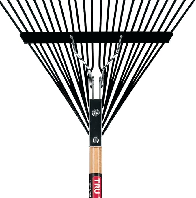 Truper TruPro Steel Leaf Rake, 24-Inch Head, 54-Inch Wood Handle - Garden Rakes Metal Heavy Duty - Yard Rakes - Lawn Rake for Leaves and Grass (Model EMX-24 / 30480)