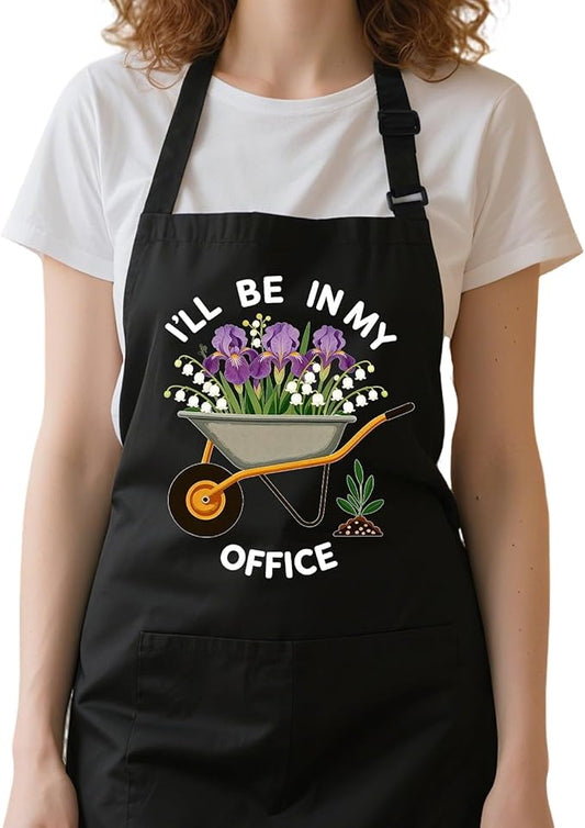 Funny Garden Aprons for Women with Pockets, Adjustable Water-Resistant Gifts for Gardener Mom Wife Plant Lover