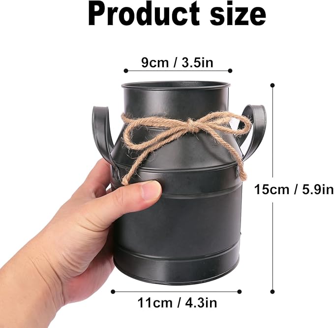 4 Packs 6 inch Milk Can Rustic Vases, Milk Can Farmhouse Vases for Home Decor with Galvanized Finish, Perfect Rustic Flower Vase for Table Centerpieces, Kitchen & Living Room Décor