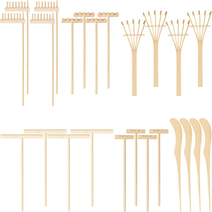 24 PCS Mini Zen Garden Rake Tools, Zen Garden Accessories, Zen Garden Tools Bulk Zen Garden Bamboo Sand Rake Set for Home, Office Decor and Meditation Tools
