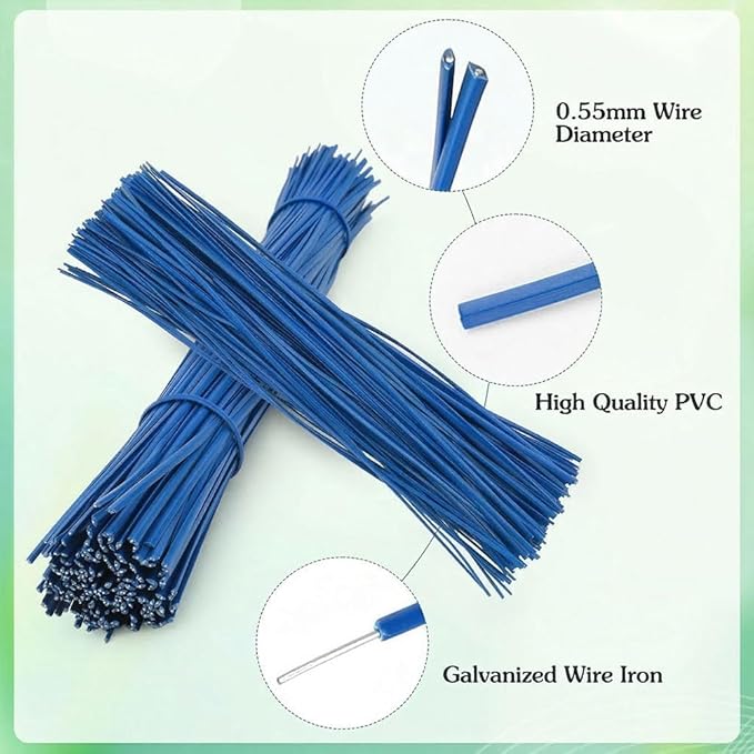 200 PCS Twist Ties for Plants, 7.8 Inch Garden Twist Ties Reusable Blue Cable Tie with Rugged Metal Innercores for Bread Cake Pop Candy Bags Cable Organization Christmas Tree Gardening Decor