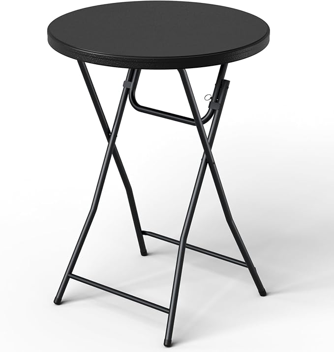 Folding Table, 32 Inch Foldable Cocktail Bar, High Top Round Folding Tables No Assembly, Portable Bistro & Commercial Furniture for Wedding, Banquet, Party, Indoor Outdoor Use