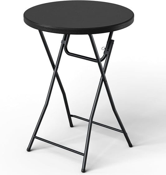 Folding Table, 32 Inch Foldable Cocktail Bar, High Top Round Folding Tables No Assembly, Portable Bistro & Commercial Furniture for Wedding, Banquet, Party, Indoor Outdoor Use