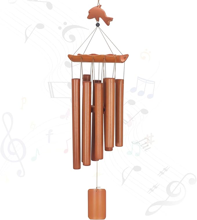 Virekm Bamboo Wind Chimes for Outside, Small Sympathy Wind Chimes Bamboo Windchimes Outdoors with Natural Sounds, Gifts Windchime Indoor Outdoor Decorations for Patio Porch Garden and Backyard