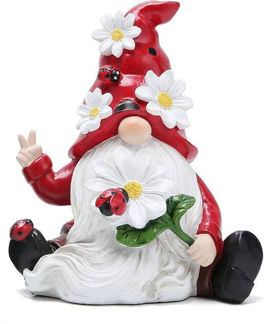 Hodao Ladybug Spring Gnomes Decorations for Home Table, Porch, Garden Yard Ladybug Elf Ornaments Decor Spring Gnome Figurines Decor for Outdoor Garden Birthday Gifts for Mom, Grandma