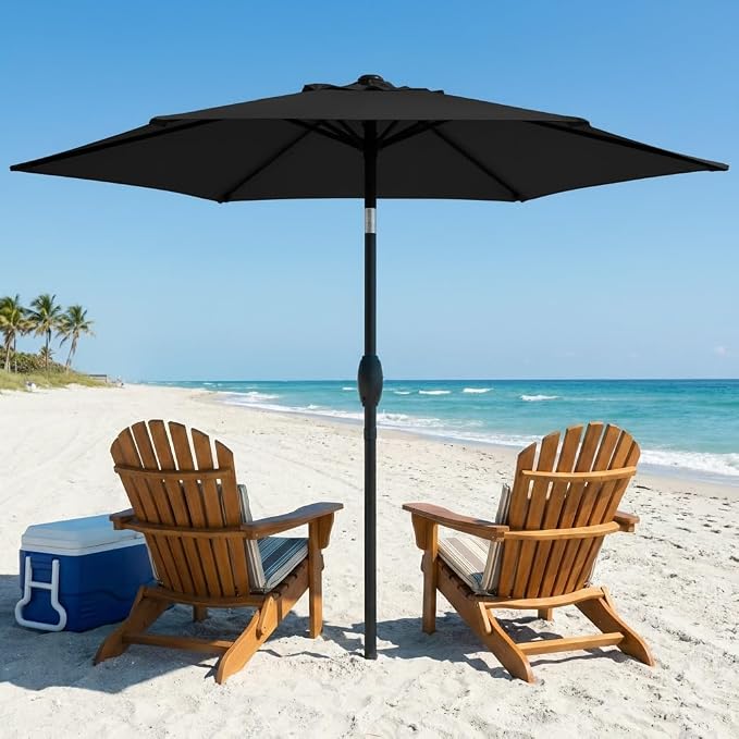 Wisteria Lane Outdoor Patio Umbrella, 7.5' Patio Umbrella, Market Umbrella, Large Outdoor Umbrella, Metal Pole Umbrella with Push Button Tilt and Crank, Polyester Canopy