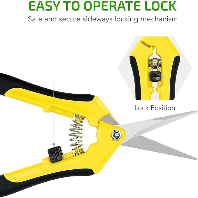 iPower 6.5 Inch Gardening Scissors, Heavy-Duty Hand Pruner Pruning Shear for Gardening and Trimming, Ultra Sharp Stainless Steel, 10 Pack, Yellow