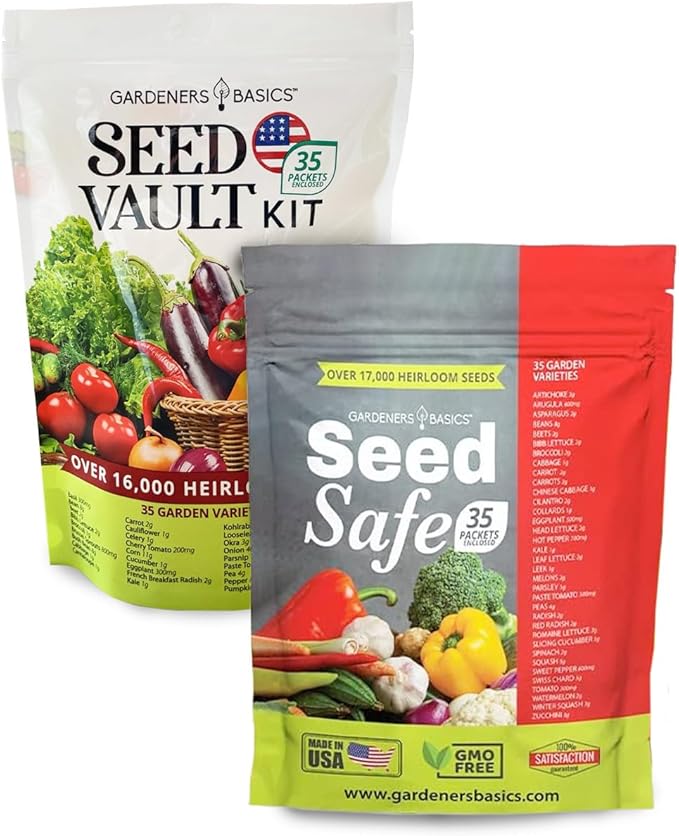 Survival Seed Vault Kit - 70 Heirloom Vegetable Seed Varieties for Long-Term Storage | Non-GMO, Open-Pollinated Seeds for Prepping, Gardening, Homesteading, and Emergency Food Supply by Gardeners Bas