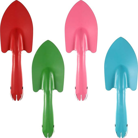 Honoson 4 Pieces 8 Inch Mini Garden Hand Shovel Trowel Set Sand Dig Shovels Small Metal Colorful Spades Garden Tools for Beach Soil Planting Digging Gardening Transplanting