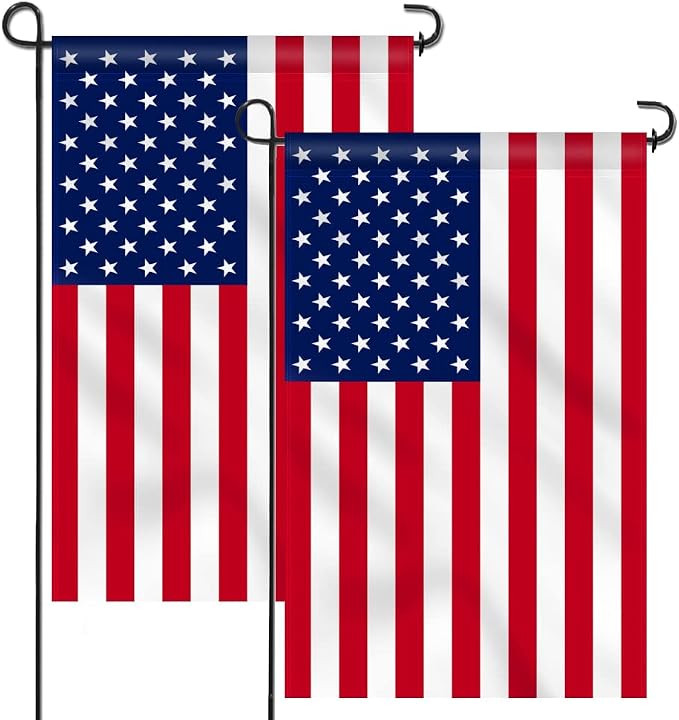 Anley Double Sided Premium Garden Flag US National Garden Flag - American United States July 4th Independence Day Patriotic Decorative Yard Flags - Weather Resistant & Double Stitched 18x12.5 In (2 Pack)