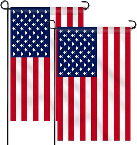 Anley Double Sided Premium Garden Flag US National Garden Flag - American United States July 4th Independence Day Patriotic Decorative Yard Flags - Weather Resistant & Double Stitched 18x12.5 In (2 Pack)