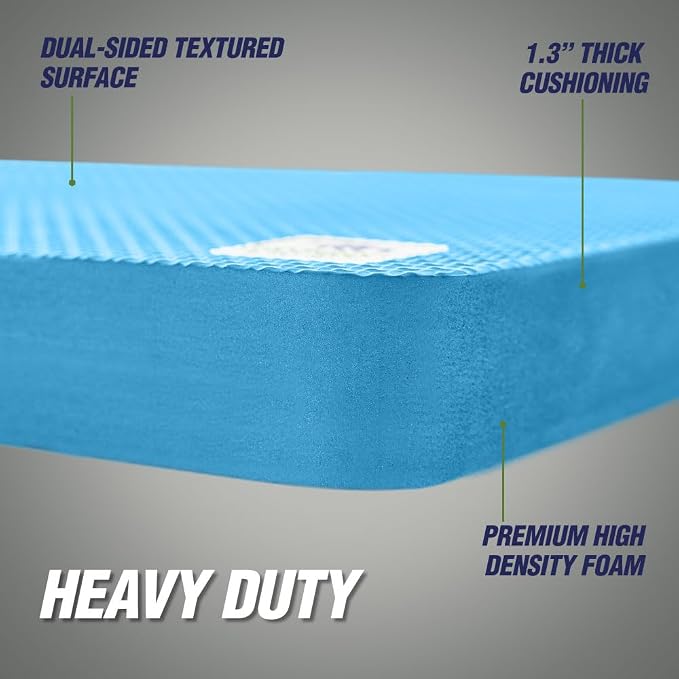 RUGGED RHINO Heavy Duty Patent Pending Kneeling Pad, Shock Absorbent Thick Knee Pads, Holds Up to 300 lbs, Protect Knees from Hard Concrete Surfaces, For Mechanics, Yard Gardening, Gym, Bright Blue