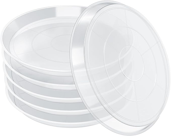 FUIJOL 6 Pack Clear Plant Saucer, Durable Plant Drip Trays Saucers for Pots, No Holes Water Catcher Trays for Indoor Outdoor Planter, Sturdy Base Plate(8", Clear)