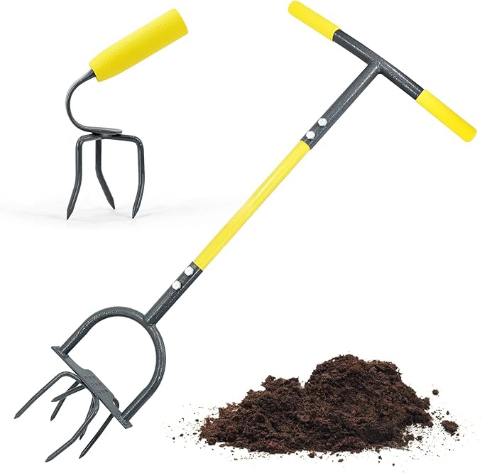 Jardineer Hand Tiller Garden Claw Set, Garden Twist Tiller with Small Soil Tiller, Heavy Duty Manual for Flower Box and Raised Bed