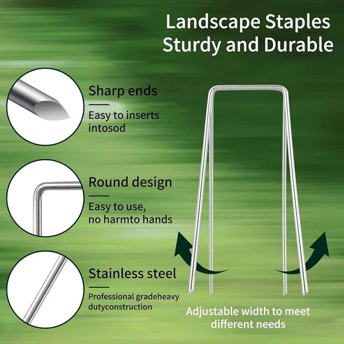 PSISO 40 Pack 6 Inch Galvanized U-Shaped Garden Stakes Landscape Staples, 12 Gauge Heavy Duty Tent Stakes Ground Yard Lawn Pins for Landscaping, Weed Barrier Fabric, Fencing, Outdoor Decor