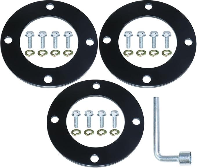 3 Pack Upgraded High-Strength Deck Spindle Reinforcement Rings with Mouting Bolts and L Shaped Angled Hex Socket Wrench for John Deere All Series Lawn Tractors and Lawn Mowers