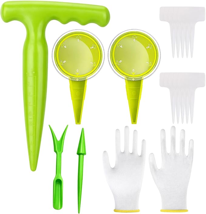 Seed Planter Tool, 17-Piece Gardening Kit with Seed Planter, Dibber, and Plant Labels, Ideal for Indoor and Outdoor Planting, Made of Durable Plastic Materials