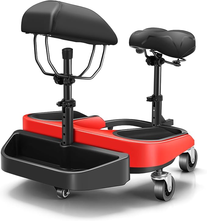 Auto Dynasty Kneeling/Sitting Creeper, 300 LBS Rolling Knee Pads with Seat and Chest Support, Knee Creeper with Swivel Casters and Tool Tray for Tile Parquet Cleaning, Auto Repair, Garden Maintenance