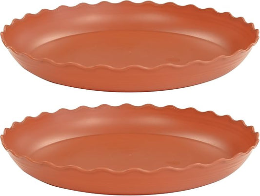2 Pack of 12 inch Plant Saucer Plant Tray, Plastic Plant Saucer, Heavy Duty Plant Tray for Pots, Plant Saucers for Indoors Planter, Garden Water Plate Bowls (Terracotta)