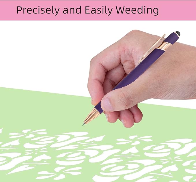 3 Pieces Pin Pen Weeding Tool for Vinyl, Precision Weeding Pen Tools Quick Air Release Tool Pinpen Vinyl Pen Weeder Touch Screen Pen (Frosted Rose, 3)
