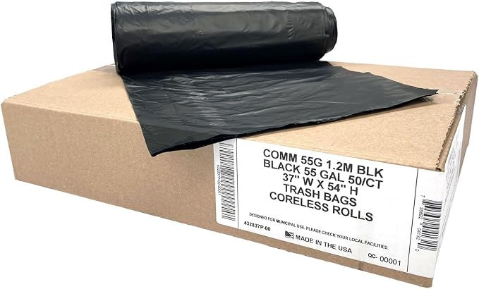 Ultrasac Heavy Duty 55 Gallon Black Trash Bags - (Value 200 Pack) - 1.5 MIL equivalent Industrial Strength Plastic 37" x 54" for 50-55 Gal Cans -Fits Toter, Rubbermaid Brute, Carlislie Bronco etc.