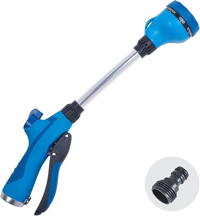 Sprout 65105-AMZ Melnor 8-Pattern 15" Watering Wand and QuickConnect Product Adapter Amazon Bundle, Blueberry Blue
