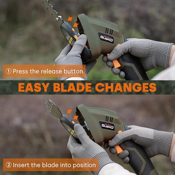 2-in-1 Cordless Hedge Trimmer & Grass Shear, Handheld Electric Shrub Trimmer with Rechargeable Battery and Type-C Cable for Garden, Yard and Lawn