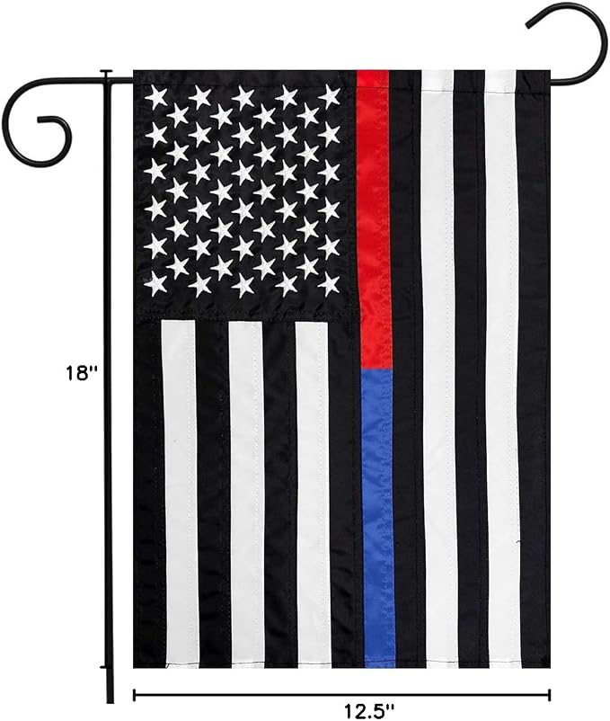 Briarwood Lane Thin Blue & Red Line Embroidered Garden Flag