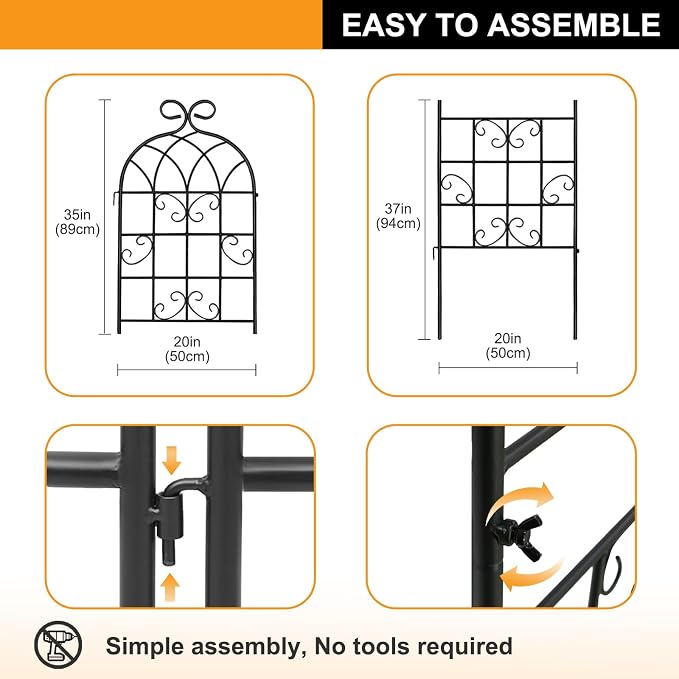 2 Pack 71" x 20" Metal Garden Trellis for Climbing Plants Outdoor, Heavy Duty Plant,Perfect for Climbing Roses, Clematis, Honeysuckle, Cucumbers, Pole Beans, Grape Vines and Flowering & Vines