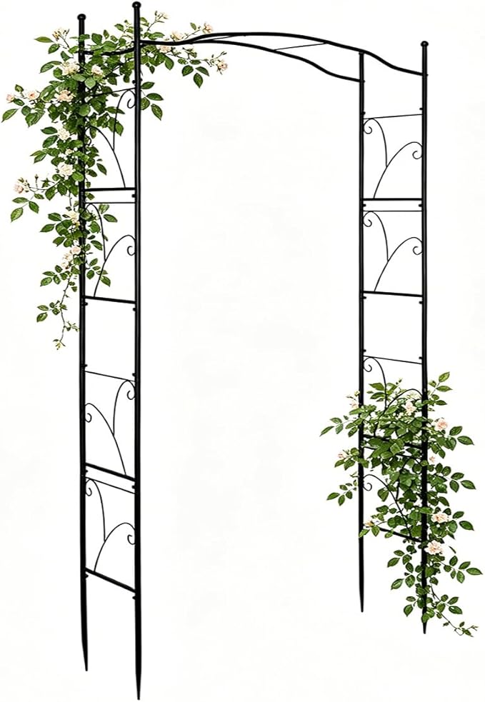 Garden Arbor 93" Arched Trellis for Climbing Plants | Outdoor Metal Garden Arbor for Vegetables Rose Vine Arbor Trellises for Backyard Patio Lawn Wedding Decoration