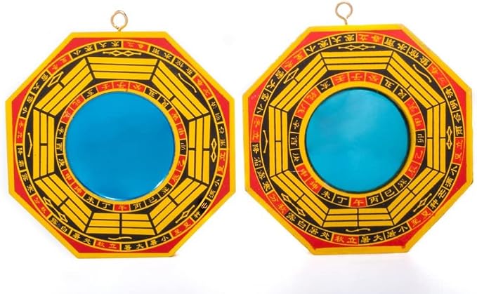 DMtse 4 Inch Bagua Mirror Set of 2 for Protection; One Concave Mirror for Protection Against Passive Negative Energy & One Convex Mirror for Protection Against Active Harmful Energy