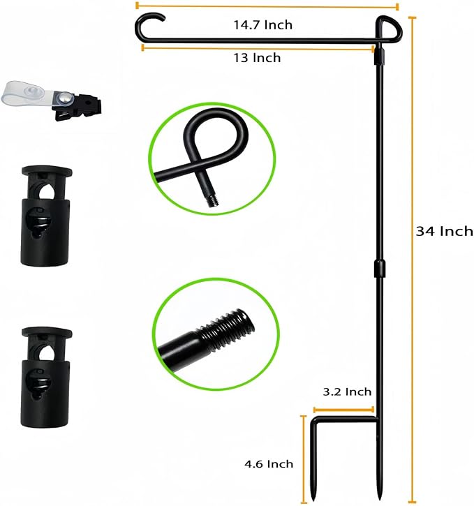 Garden Flag Pole Stand Holder,Akeydeco 10 Pack Garden Flags for Outside with Flag Stopper and Clip Waterproof Powder-Coated Paint for Flag Pole Holder for Outside House,Yard Flags for Outside