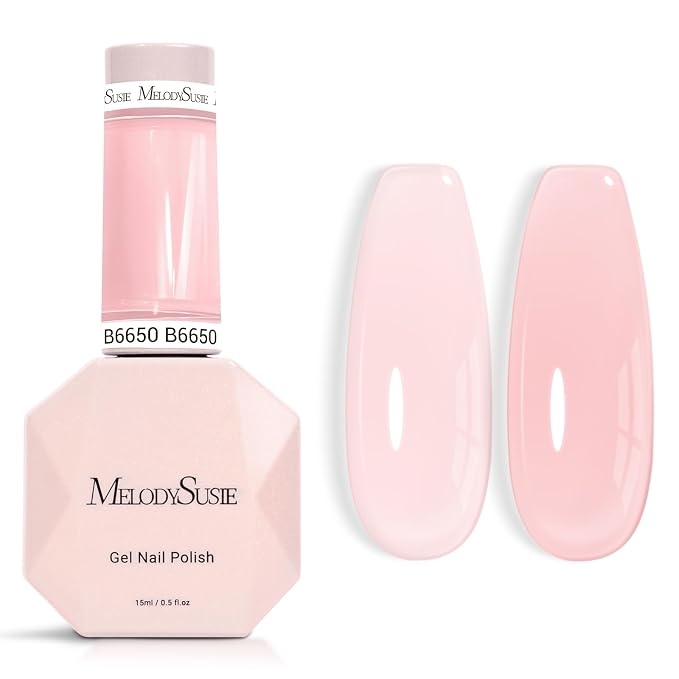 MelodySusie Jeweliver Jelly Gel Nail Polish, 0.5Fl.oz Grace Nude Pink Gel Polish Soak Off UV LED Light Cure Gift for Women Manicure Nail Art DIY at Home B6650