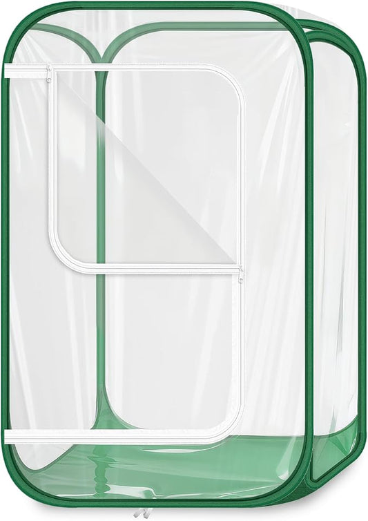 OnBrand 24.65" x 24.65" x 35.59" Portable Pop Up Greenhouse for Outdoors & Indoors, PVC Mini Greenhouse with Zipper Door & Storage Bag, Clear Plant Tent for Seedlings Flowers Vegetables
