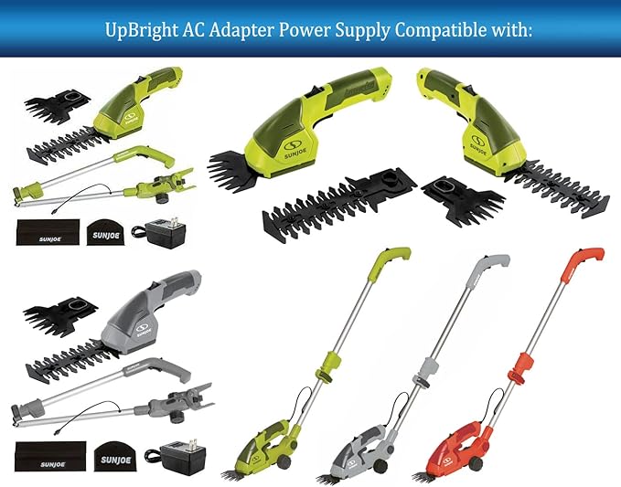 UpBright 9V AC/DC Adapter Compatible with Snow Joe Sun SunJoe HJ605CC HJ605CC-GRY HJ605CC-RED HJ604C-SJB 7.2V Cordless Grass Shear Hedge Trimmer HJ604C-CHRG HJ604C-3 0.4A Battery Charger Power Supply