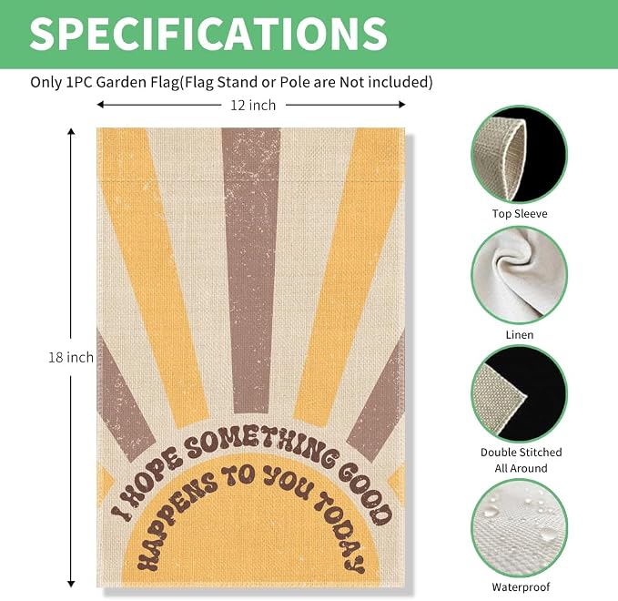 Perfectinsoy I Hope Something Good Happens To You Today Boho Sunrise Garden Flag, Vintage Sunset Sunrise Yard Flag, Party Holiday Welcome Yard Farmhouse Patio Porch Lawn Outdoor Decor
