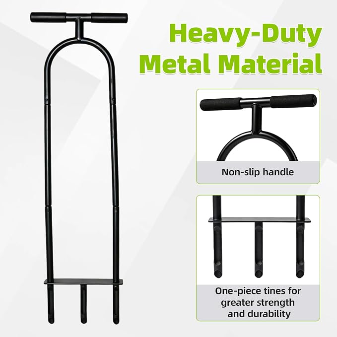 Manual Aerator Lawn Tool – Knee-Friendly Core Aerator for Gardeners with Knee Pain, 3 Hollow Tines for Yard Aeration, Removes Grass Plugs & Loosens Soil to Promote Lawn Health – Black