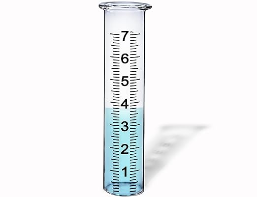 BIUWING 7" Capacity Glass rain Gauge Replacement Tube for Outdoors Yard Garden with Lip, Best Rated, Easy to Read (1 pcs)