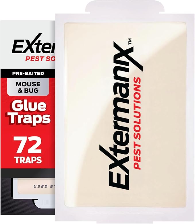 Glue Traps for Mice & Bugs – Safe Around Children & Pets – Strong Adhesive Glue for Bugs, Insects & Cockroaches – Easy to Use & Clean – Sticky Glue Traps for Indoor Use (72 Pack)