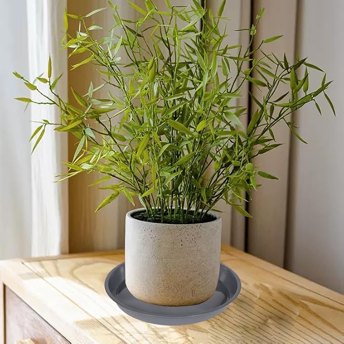 VUWEZ 6 Pack of 20 inch Plant Saucer (18 Inch Base), Plant Tray 20 Inch Round, Plant Saucers for Indoors, Plant Trays for Pots, Flower Pot Saucers, Pot Saucers for Planter 16-21" (20", Gray)