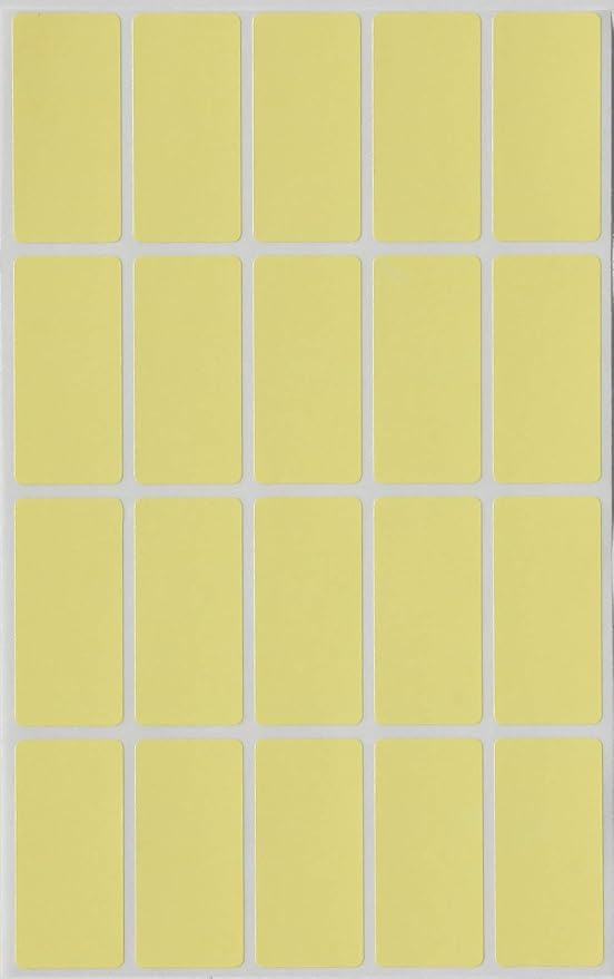 Royal Green Pastel Yellow Rectangular Colored Labels 1.57inch x 0.75 inch - Rectangle Color Code Stickers (40mm x 19mm) - 300 Pack