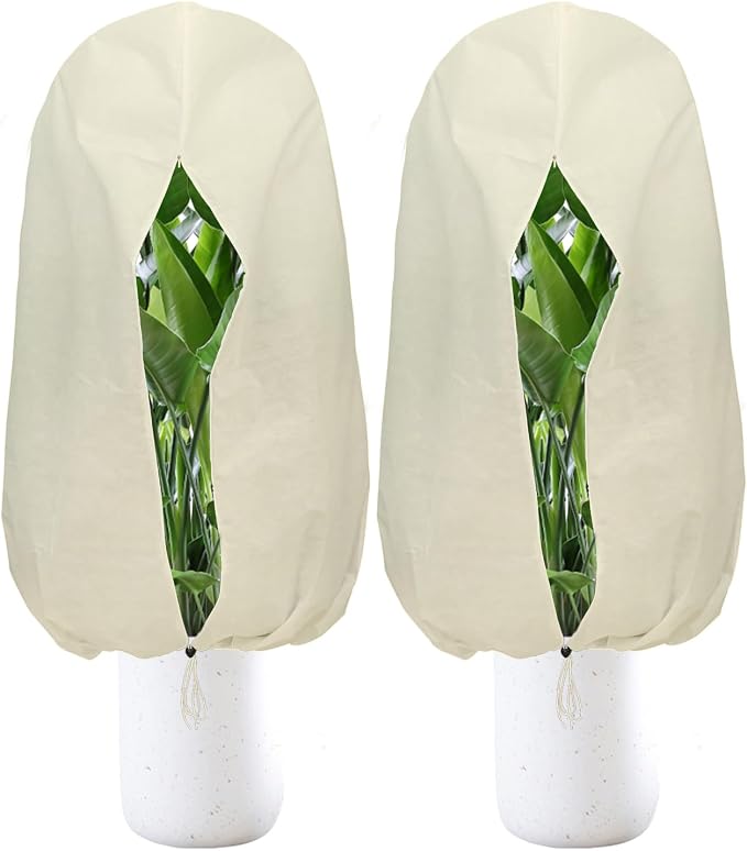 Plant Covers Freeze Protection – 2 Packs 47.2" x 70.8" Thickened Plant Frost Protection Covers, Heavy Duty Winter Plant Covers with Zipper & Drawstring, Reliable Freeze Protection for Outdoor Plants