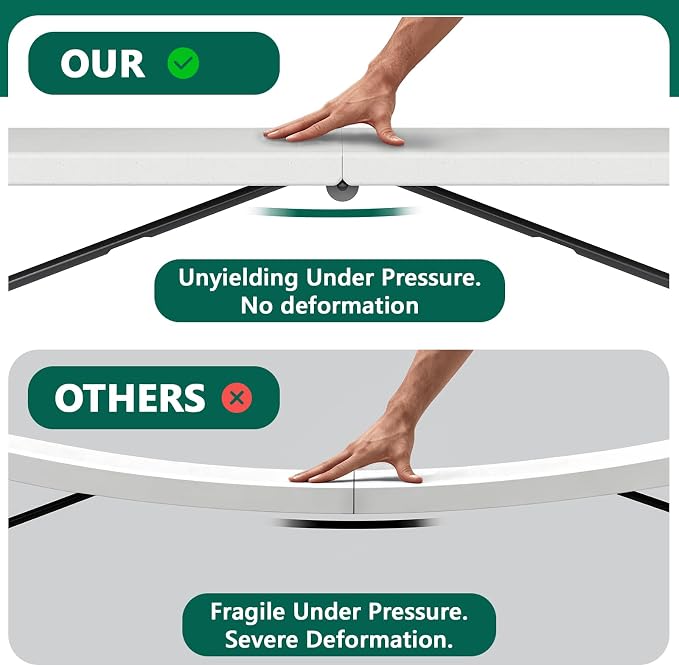 6FT Folding Table 6 Pack, Heavy Duty Plastic Table with Handel, 400lbs Portable Table, Reinforced Steel Legs, Fold-in-Half Table Ideal for Parties, Picnics, Weddings, Camping White