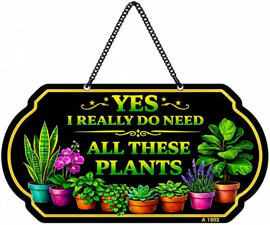 Welcome Garden Sign, Plant Lover Sign, 10 x 5 Inch Aluminum Metal Hanging Garden Wall Decor Sign with Chain, UV Printed Weatherproof Plant Mom Decor Plaque for Outdoor Garden Decor for Outside, Gardening Gifts for Women