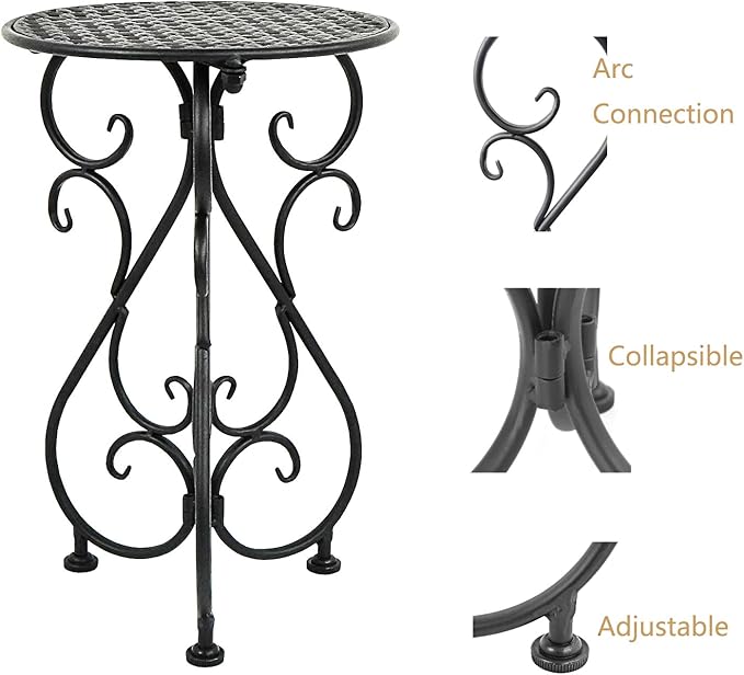 NAKUPE Plant Stand Indoor & Outdoor Flower Pot Stand 17" Tall Metal Plant Table,Single Planter Holder for Patio, Porch, Corner, Garden Decor, Balcony, Black(1 Pack)