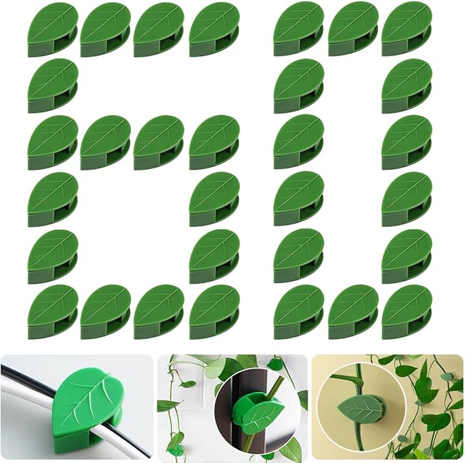 QRWT 60 Pieces Plant Climbing Wall Fixture Clips Self-Adhesive Plant Fixer Invisible Leaf Shaped Wall Vines Fixing Clips Hook Plant Vine Traction for Home Decoration Cable Wire Fixing