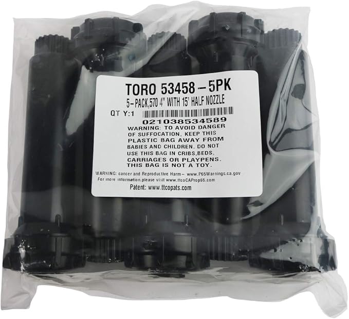 Toro 53458 5-Pack, 570 Series 4" 15' Half Nozzle Pop-Up Sprinkler, Black