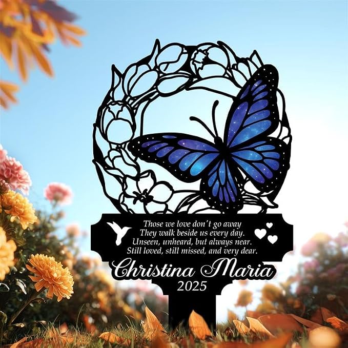 Personalized Metal Yard Sign, Custom Butterfly Metal Stake Decor, Butterfly & Flower Design, Gift for Garden Lovers, Garden Decor