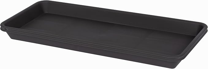 VUWEZ 2 Pack of Plastic Plant Tray Saucer Rectangular 14 inch, Plant Trays Saucers for Indoors Outdoor, Plant Water Drip Tray for Flower Pot Planter, Windowsill Plant Tray (6.8 X 14.5'', Brown)