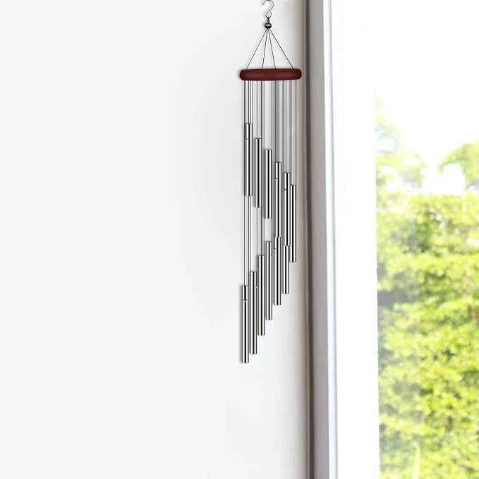 4 Pack Wind Chimes for Outside, Sympathy Wind Chimes Outdoor Clearance with 12 Aluminum Alloy Tubes and Hook, Memorial Windchime Gift Decoration for Home, Patio, Garden, Outdoor